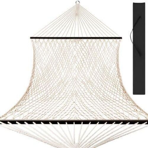 Cotton Rope 2-Person Double Hammock w/ Spreader Bars, Carrying Case - Lot 612