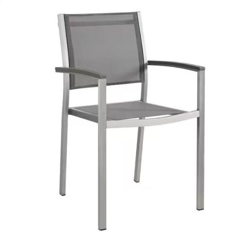 MODWAY Shore Patio Aluminum Outdoor Dining Chair in Silver Gray - Lot 141