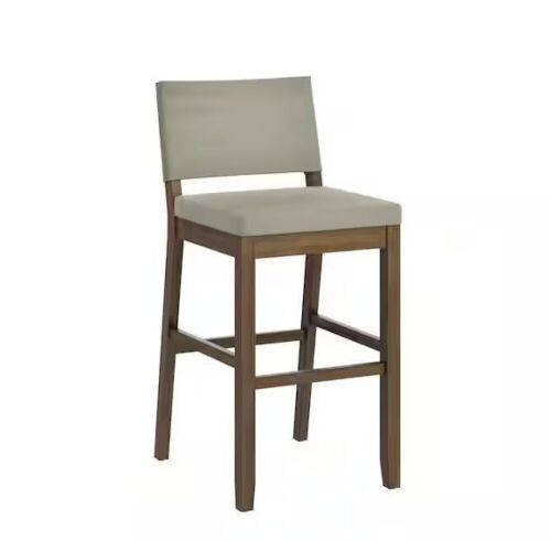 Nathan James Linus 29 in. Modern Upholstered Bar Height Bar Stool with Back and Wire Brushed Wood Frame - Lot 170