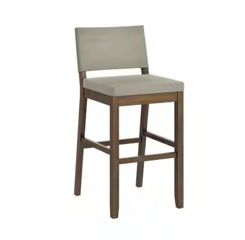 Nathan James Linus 29 in. Modern Upholstered Bar Height Bar Stool with Back and Wire Brushed Wood Frame - No Instructions - Lot 171