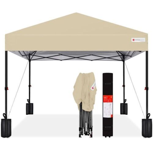One-Person Setup Instant Pop Up Canopy w/ Case, 4 Weight Bags - 10x10ft - Lot 471