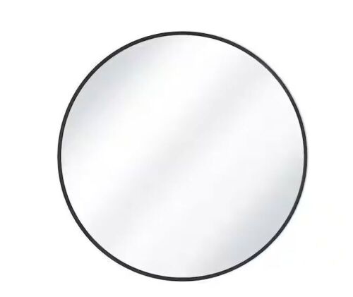 30 in. W x 30 in. H Round Aluminum Alloy Framed Black Wall Mirror  - Lot 480