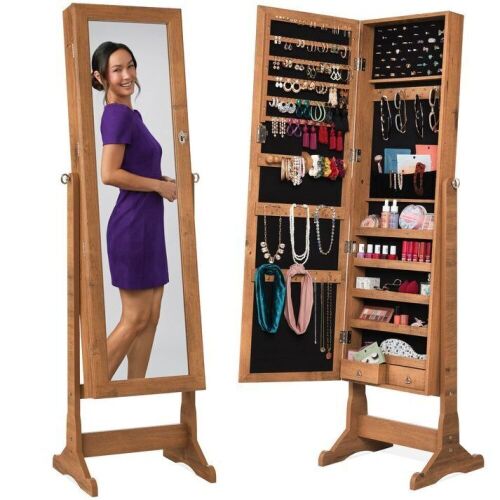 Full Length Freestanding Jewelry Mirror Armoire w/ Velvet Interior - Lot 692