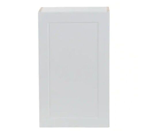 Hampton Bay Cambridge White Shaker Assembled Wall Kitchen Cabinet with 1 Soft Close Door, 18 in. W x 12.5 in. D x 30 in. H - Lot 241