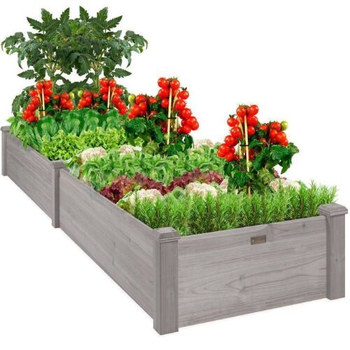 Wooden Raised Garden Bed Planter for Garden, Lawn, Yard - 8x2ft - Lot 700