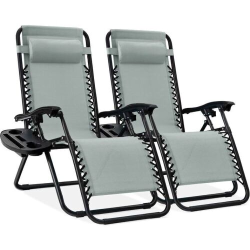 Set of 2 Adjustable Zero Gravity Patio Chair Recliners w/ Cup Holders - Lot 421