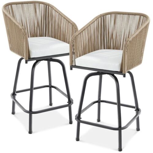 Set of 2 Swivel Barstools w/ 360 Rotation, All-Weather Mesh - Lot 101