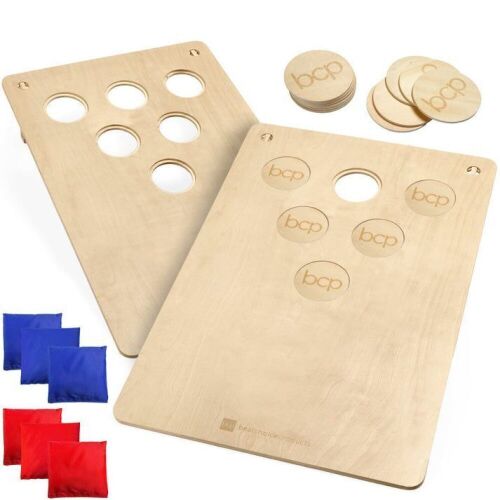Lot of (5) 2-In-1 Cornhole & Beer Pong Board Game Set w/ 2 Carrying Bags, 6 Bean Bags - Lot 100C