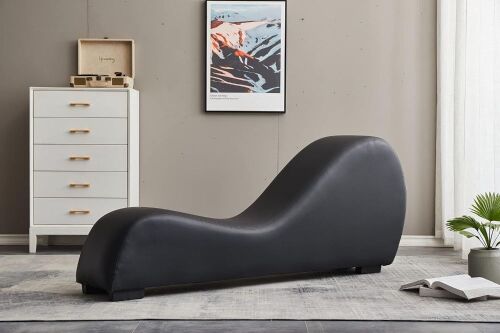 Faux Leather Yoga Chaise Lounge Chair, Black  - Lot 450B