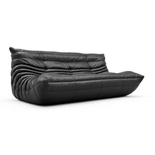 Armless Large Microfiber Leather 3-Seat Bean Bag Sofa - Lot 60