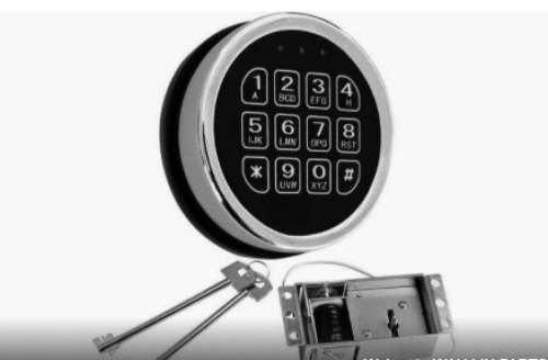 Gun Safe Lock Replacement, Chrome Keypad Electronic Safe Lock with Solenoid Lock 2 Override Keys and Circuit Board Lock - Lot 96