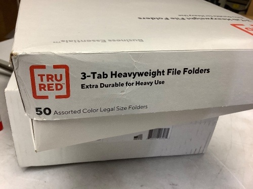 Box of 50 assorted color 3-tab heavyweight file folders - Lot 201