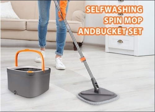 Spin Mop and Bucket, Separates Dirty and Clean Water - Lot 224