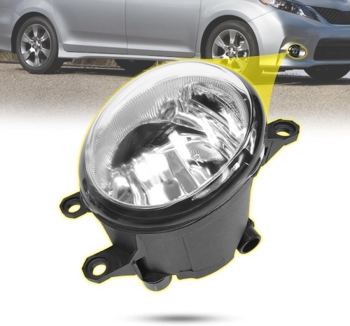 WHALE PARTS Fog Driving Light Lamp Kit Compatible With 2011-2017 Sienna SE Chrome Trim Wires Pair Set - Lot 234