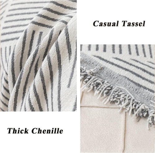 VM VOUGEMARKET Loveseat Sofa Cover Chenille Couch Throw Cover Reversible Furniture Protector Couch Cover with Striped Pattern,Washable Sofa Slipcovers for Kids Pets-71 x 118,Gray  - Lot 242