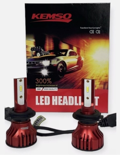  H7 LED Headlight Bulb, KEMSO, 6500/16000 Lumens Super White Conversion Kit - Lot 257