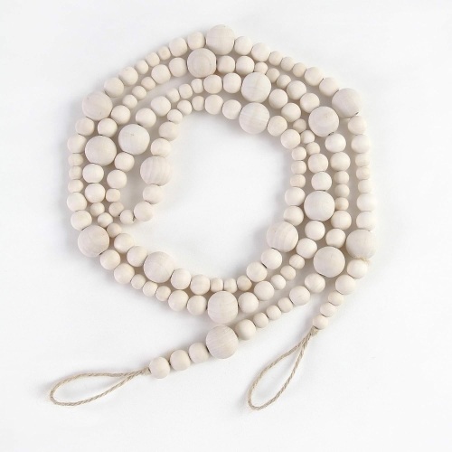BlueMake 7ft Christmas Wooden Beads Garlands, Xmas Bead Garland Round Craft Bead Garland,Farmhouse Home Decor for Christmas Tree Holiday Decoration (Wood Color) - Lot 296