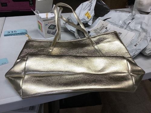Zipper Shoulder Tote Bag Double Handle Metallic PU Funky  - Lot 333