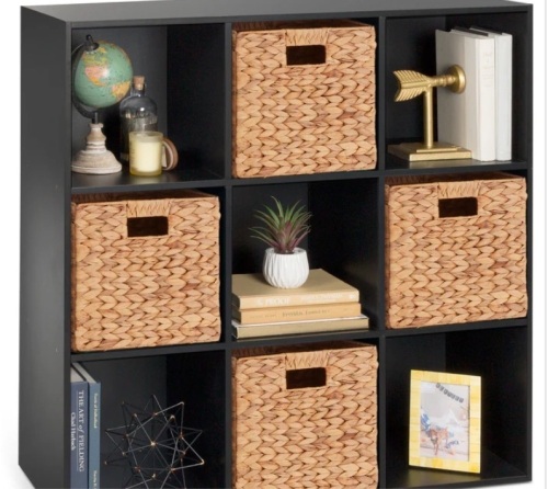 9-Cube Bookshelf Storage Display w/ 3 Removable Panels, Customizable Design - Lot 343