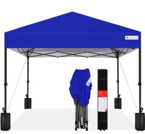 One-Person Setup Instant Pop Up Canopy w/ Case, 4 Weight Bags - 10x10ft - Lot 417