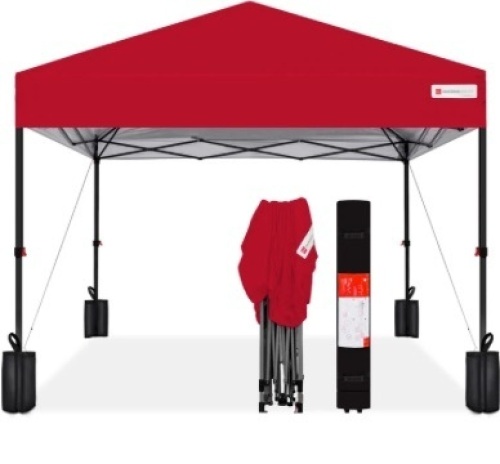 One-Person Setup Instant Pop Up Canopy w/ Case, 4 Weight Bags - 10x10ft - Lot 418
