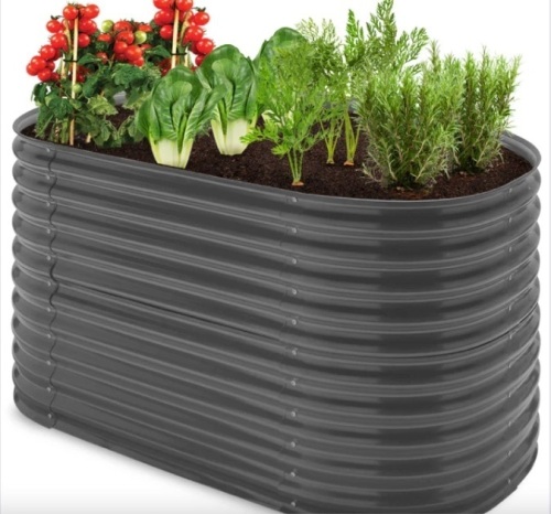 Raised Oval Garden Bed, Customizable Elevated Outdoor Metal Planter - 63in - Lot 143