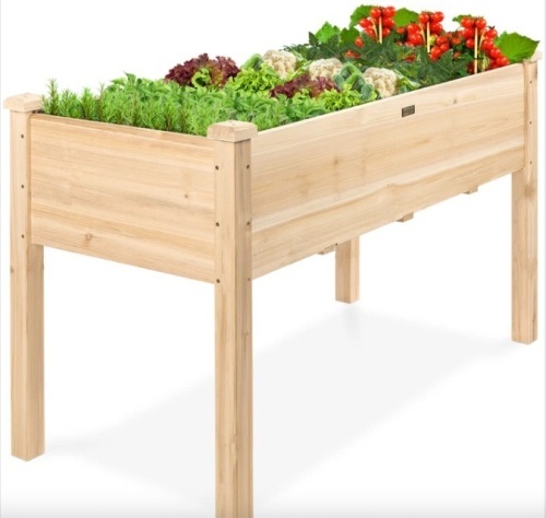 Raised Garden Bed, Elevated Wooden Planter Box w/ Foot Caps - 48x24x30in - Lot 148