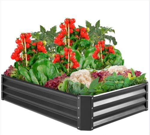 Outdoor Metal Raised Garden Bed for Vegetables, Flowers, Herbs - 6x3x1ft - Lot 351