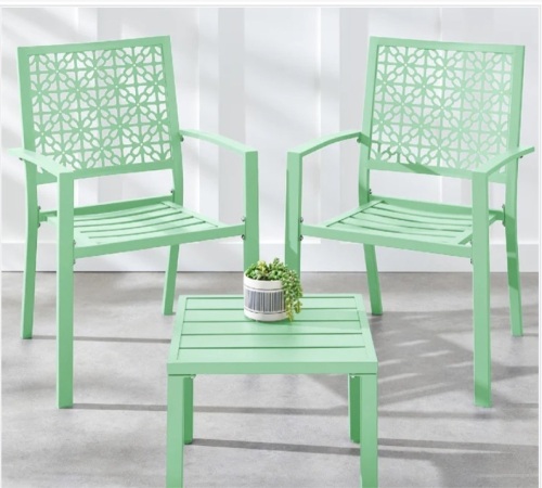 3-Piece Stackable Steel Outdoor Conversation Bistro Set - Lot 354