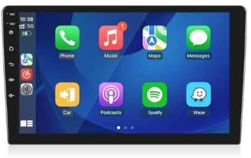 Android Car Stereo Double Din with Wireless Carplay Android Auto, 9 Inch Touch Screen Head Unit Supports GPS Navigation, WiFi, Hi-Fi Sound, FM/RDS Radio, Split Screen + Backup Camera - Lot 422