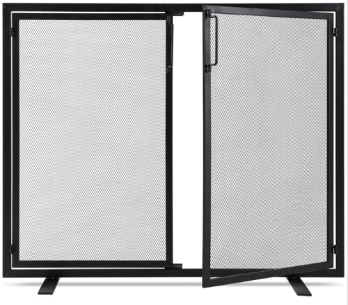 2-Door Wrought Iron Fireplace Screen w/ Magnetic Doors - 38.5x41in - Lot 422