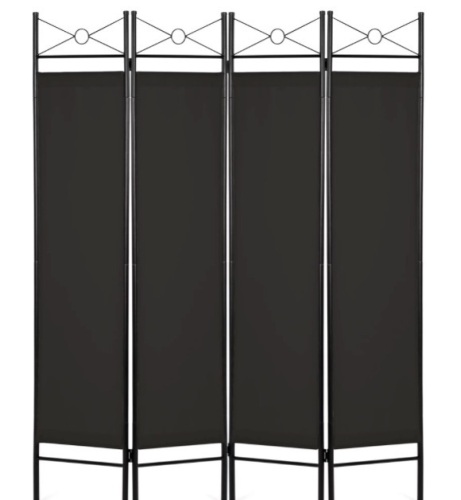 Best Choice Products 6ft 4-Panel Folding Privacy Screen Room Divider Decoration Accent w/ Steel Frame - Black - Lot 275a