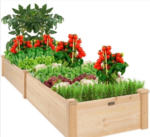 Wooden Raised Garden Bed Planter for Garden, Lawn, Yard - 8x2ft - Lot 185a