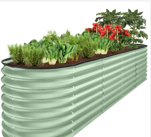 Metal Raised Garden Bed, Oval Outdoor Planter Box for Vegetables - 8x2x2ft - Lot 397