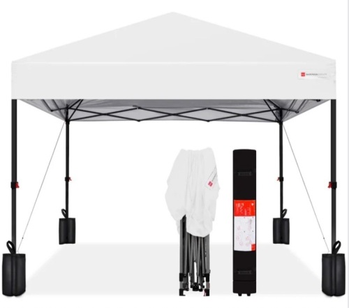 One-Person Setup Instant Pop Up Canopy w/ Case, 4 Weight Bags - 12x12ft - Lot 400