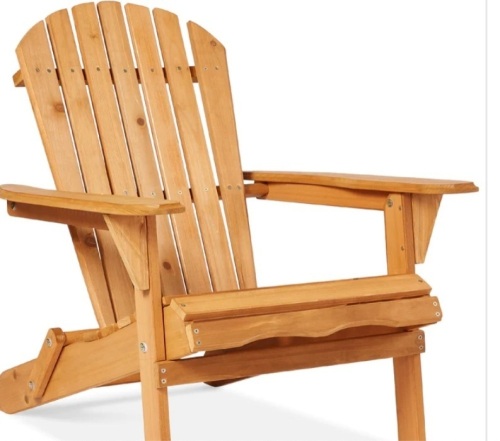 Folding Wooden Adirondack Chair, Accent Furniture w/ Natural Woodgrain - Lot 405