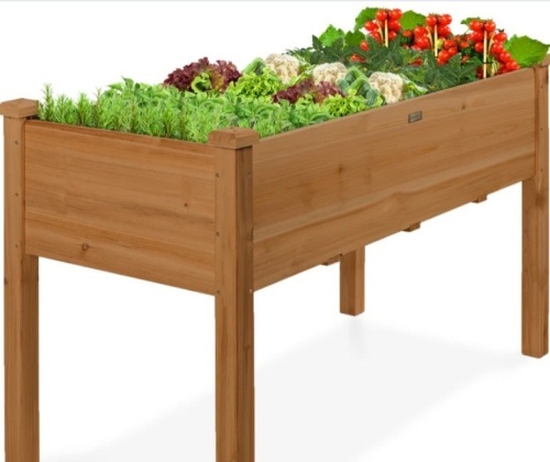 Raised Garden Bed, Elevated Wooden Planter Box w/ Foot Caps - 48x24x30in - Lot 502