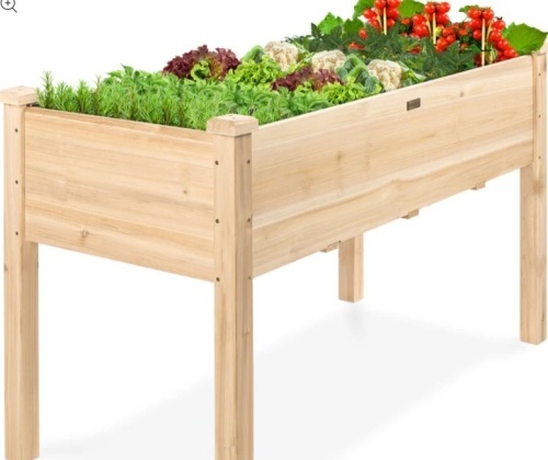 Raised Garden Bed, Elevated Wooden Planter Box w/ Foot Caps - 48x24x30in - Lot 503