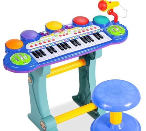 37-Key Kids Electric Keyboard w/ Microphone, Stool - Lot 510