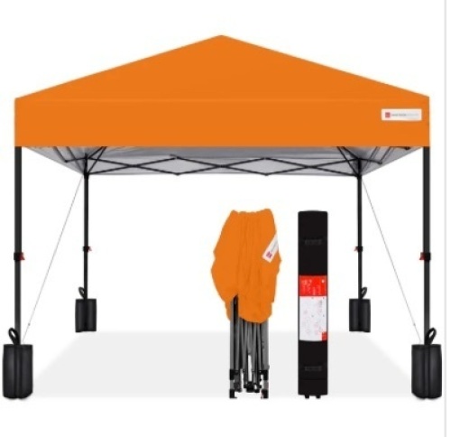 One-Person Setup Instant Pop Up Canopy w/ Case, 4 Weight Bags - 10x10ft - Lot 423