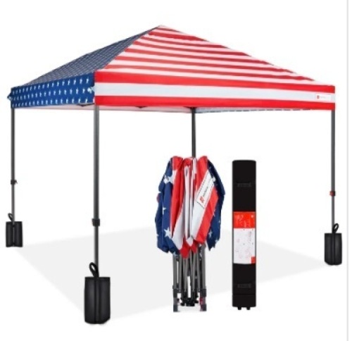 One-Person Setup Instant Pop Up Canopy w/ Case, 4 Weight Bags - 10x10ft - Lot 425