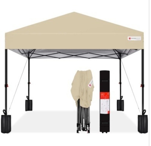 One-Person Setup Instant Pop Up Canopy w/ Case, 4 Weight Bags - 10x10ft - Lot 427