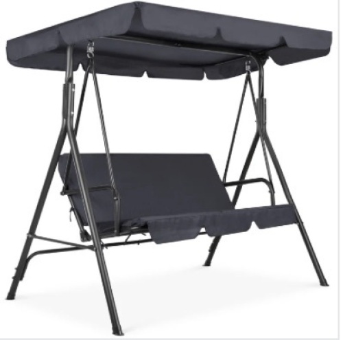 2-Person Outdoor Canopy Swing Glider Furniture w/ Cushions, Steel Frame - Lot 429