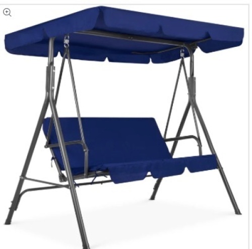2-Person Outdoor Canopy Swing Glider Furniture w/ Cushions, Steel Frame - Lot 430