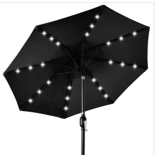 Solar LED Lighted Patio Umbrella w/ Tilt Adjustment, UV-Resistant- 10ft - Lot 431