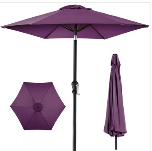 Outdoor Steel Market Patio Umbrella Decoration w/ Tilt, Crank Lift - 10ft - Lot 433