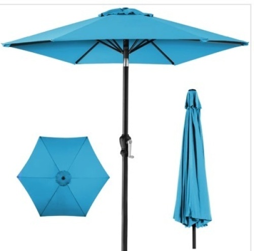 Outdoor Steel Market Patio Umbrella Decoration w/ Tilt, Crank Lift - 10ft - Lot 434