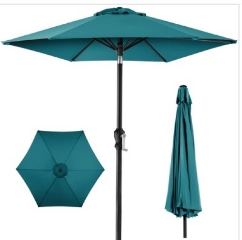 Outdoor Steel Market Patio Umbrella Decoration w/ Tilt, Crank Lift - 10ft - Lot 436