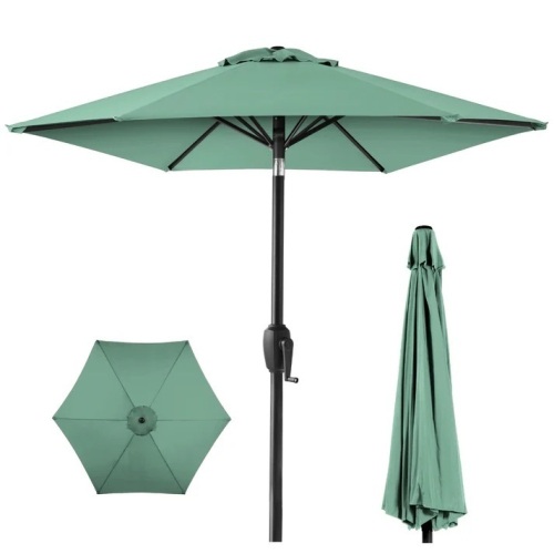 Outdoor Market Patio Umbrella w/ Push Button Tilt, Crank Lift - 7.5ft - Lot 531