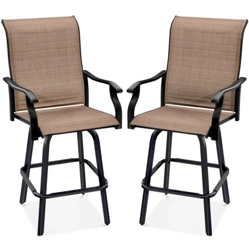 Set of 2 Swivel Barstools w/ 360 Rotation, All-Weather Mesh - Lot 167